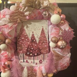 Festive Pink Holiday Wreath